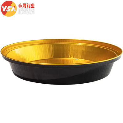 230ml 黒と金色 熱封印用薄膜の鍋 蓋付きの使い捨ての丸い鍋