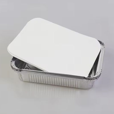 折り畳み蓋付き長方形使い捨てアルミホイル食品容器。レストランでの外出、ケータリングイベント、食事の準備に最適